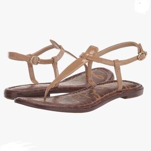 Sam Edelman Gigi Thong Sandals Tan Leather Flat Sandals Size 9